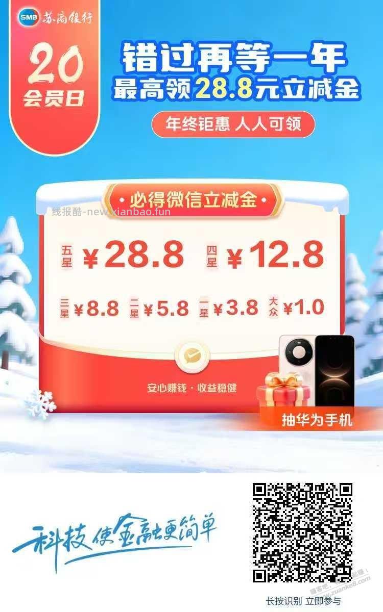 苏商银行微信立减金 - 线报酷