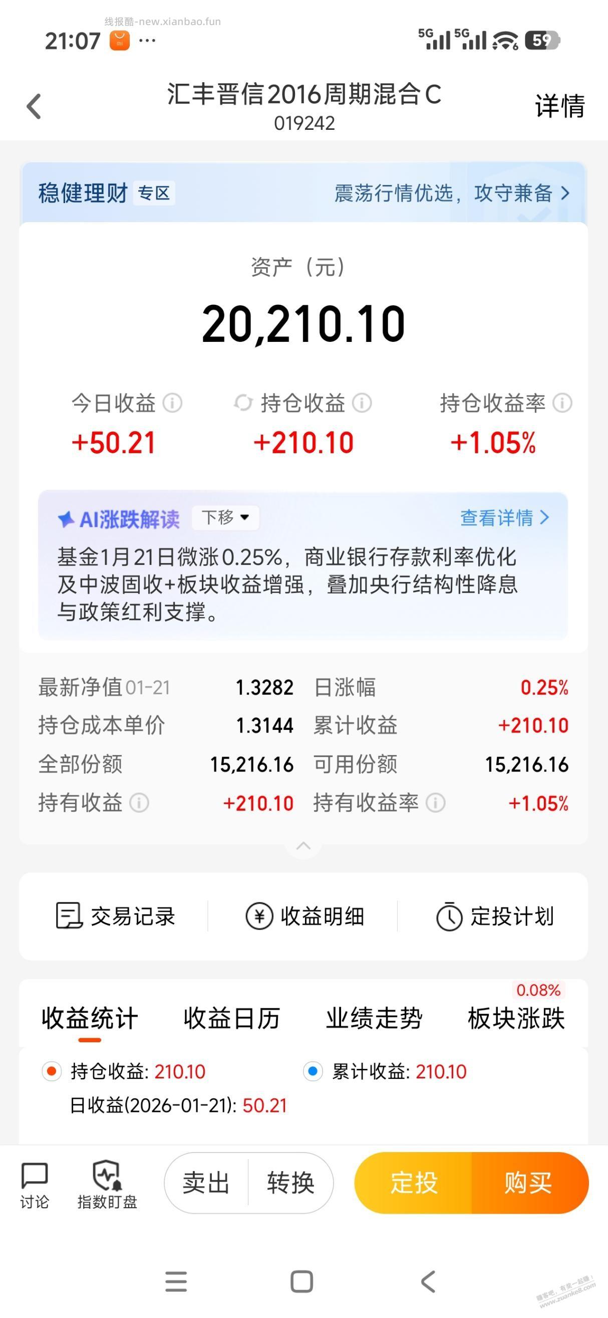 上次天天基金定投的还不错啊 - 线报酷