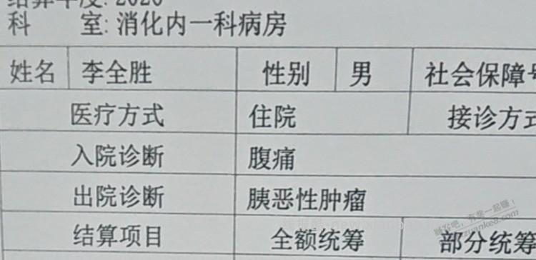 哎今天跟父亲办了退休了，我爷爷也可以放心的走了，胰腺ai晚期，加shen衰竭