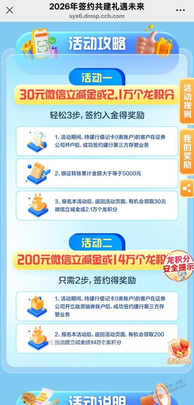 建行1类卡三方存管最低30元，最高230 - 线报酷