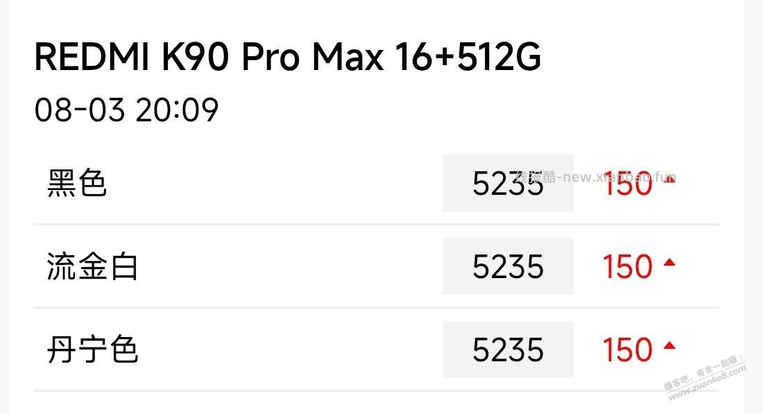 REDMI K90 Pro Max的收货价比6月份涨了1000多？ - 线报酷
