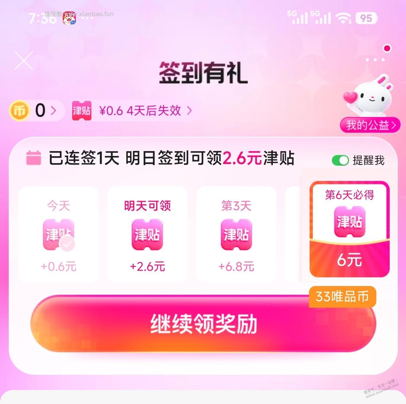 唯品会APP签到得33元津贴（受邀） - 线报酷