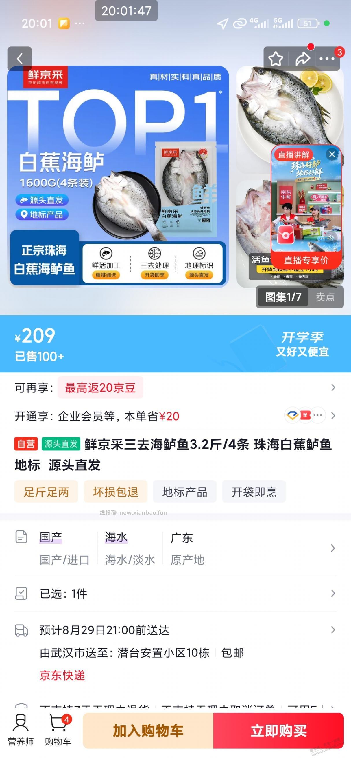 京东海鲈鱼好价 - 线报酷