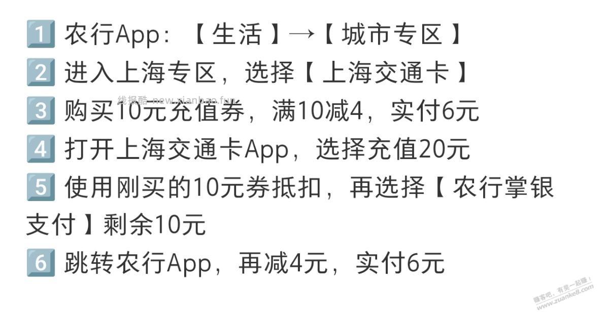 魔都本月农行6折交通卡最后一天 - 线报酷