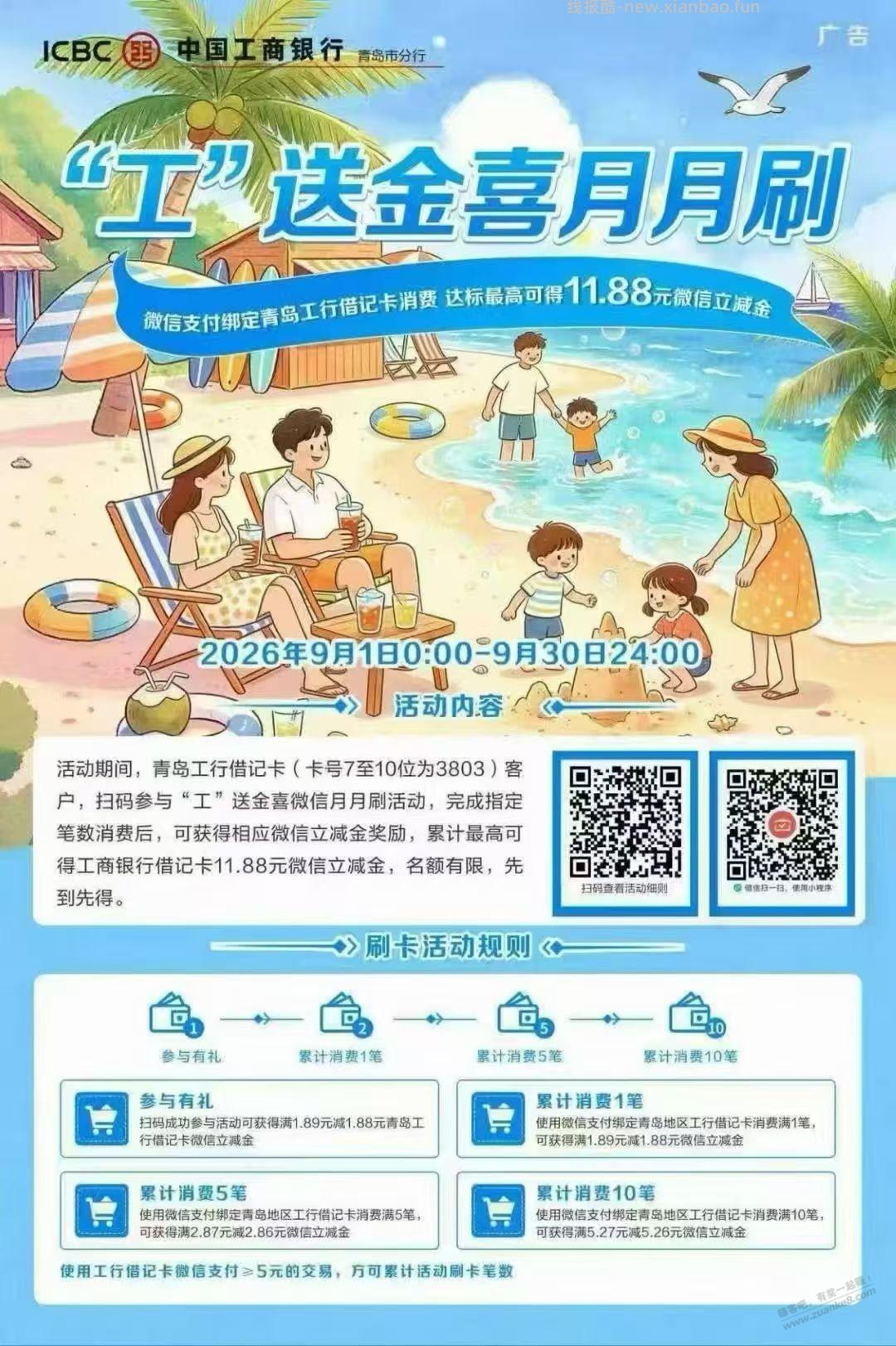工行青岛 几个立减金 - 清风线报