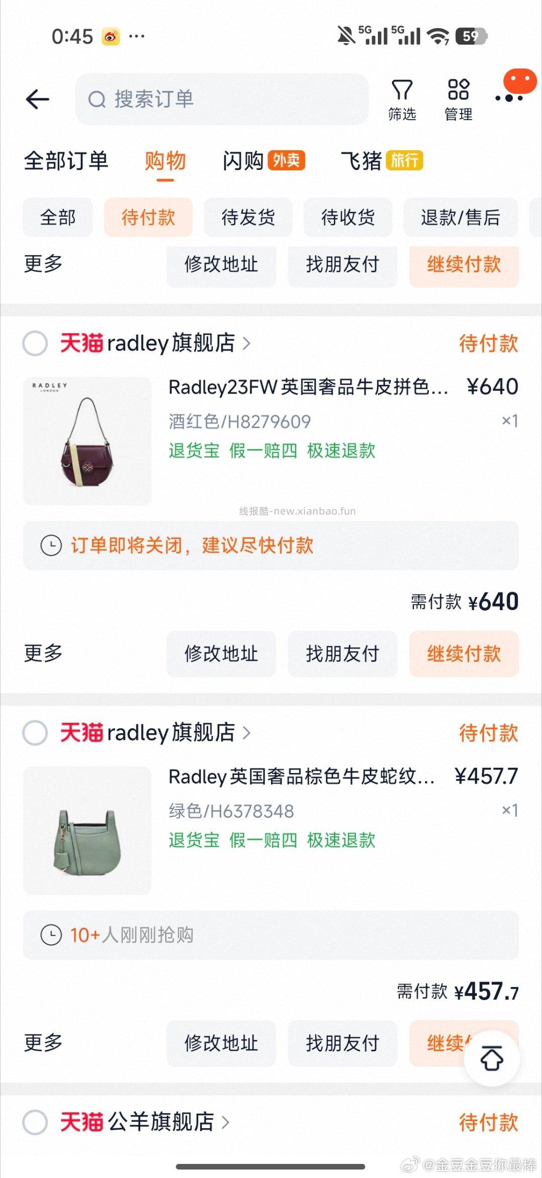 看需 过金币 Radley英国牛皮包 - 线报酷