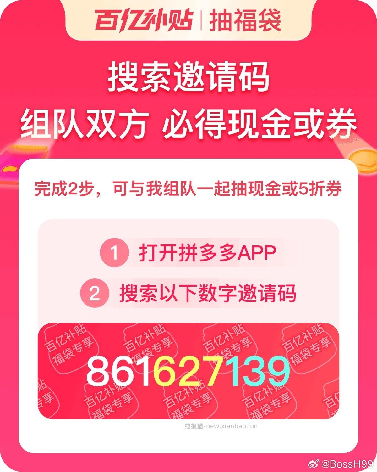 新的 pdd 专贴来这里 拼多多 首页百亿补贴 百亿消费券 邀请好友助力 - 线报酷