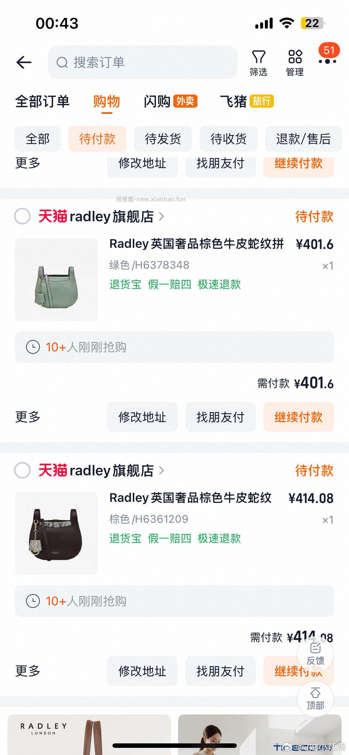 看需 过金币 Radley英国牛皮包 - 线报酷