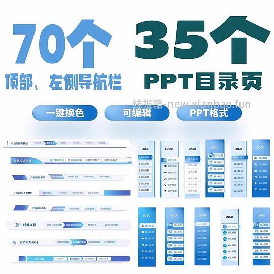 （已更新链接）好看的标题栏和导航条PPT模板 - 线报酷