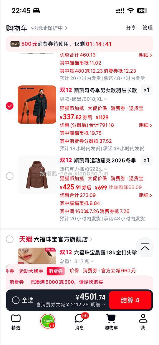 双十二最后一弹，安踏斯凯奇300左右的长款羽绒服 - 线报酷