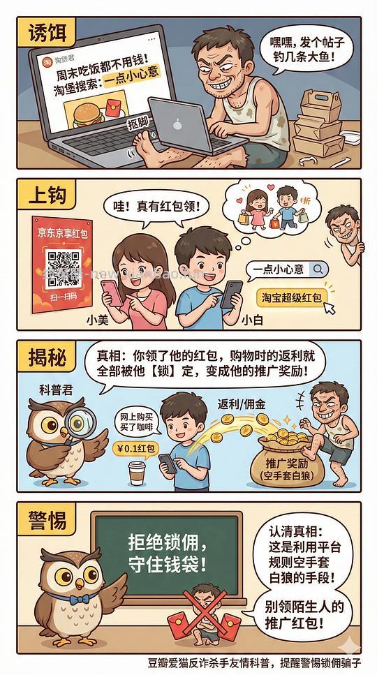 讨论/【科普】锁佣、锁佣红包、锁佣诈骗科普漫画！ - 线报酷