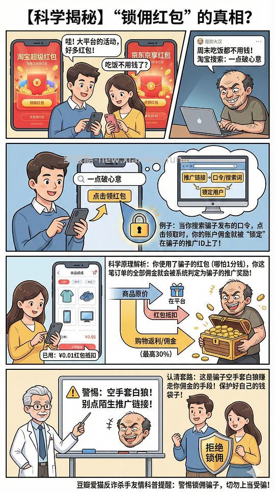 讨论/【科普】锁佣、锁佣红包、锁佣诈骗科普漫画！ - 线报酷