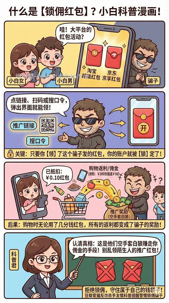 讨论/【科普】锁佣、锁佣红包、锁佣诈骗科普漫画！ - 线报酷