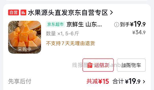19r京鲜生黄金哈密瓜5-6斤 - 线报酷