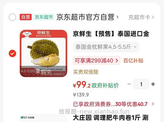 榴莲4.5-5.5斤，99 - 线报酷