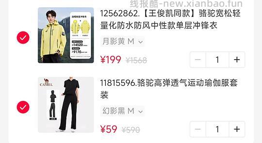 59骆驼瑜伽服两件套，199冲锋衣 - 清风线报