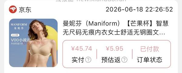 🐶东曼妮芬芒果杯约55r一件 - 线报酷