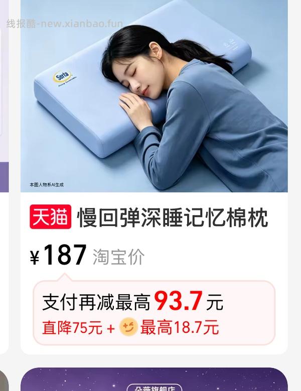 Serta舒达记忆睡眠枕头85元（不要枕套少17元）返利变少贵10元了 - 线报酷