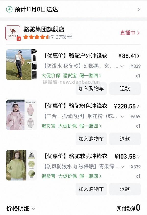 200+入热巴同款骆驼鹅绒服 - 线报酷