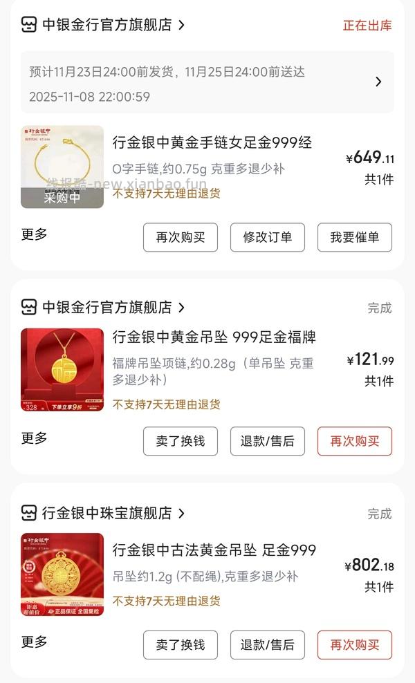 黄金883.5每克，低于大盘 - 线报酷