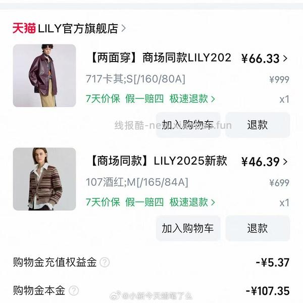 目前无店铺券，后面再蹲蹲 lily羽绒服 - 线报酷