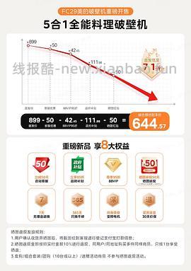 美的26年新款1.5L五合一不锈钢破壁机 369r - 线报酷