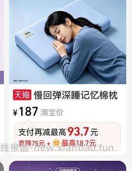 Serta舒达记忆睡眠枕头85元（不要枕套少17元）返利变少贵10元了 - 线报酷