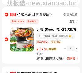 4l小熊电火锅 47.66算好价吧（有100-10 300-30更便宜） - 线报酷