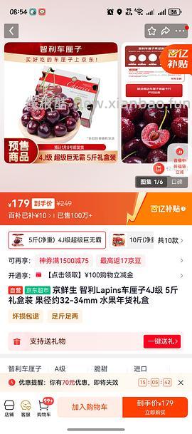 预售自营4j车厘子10斤凑单324 - 线报酷