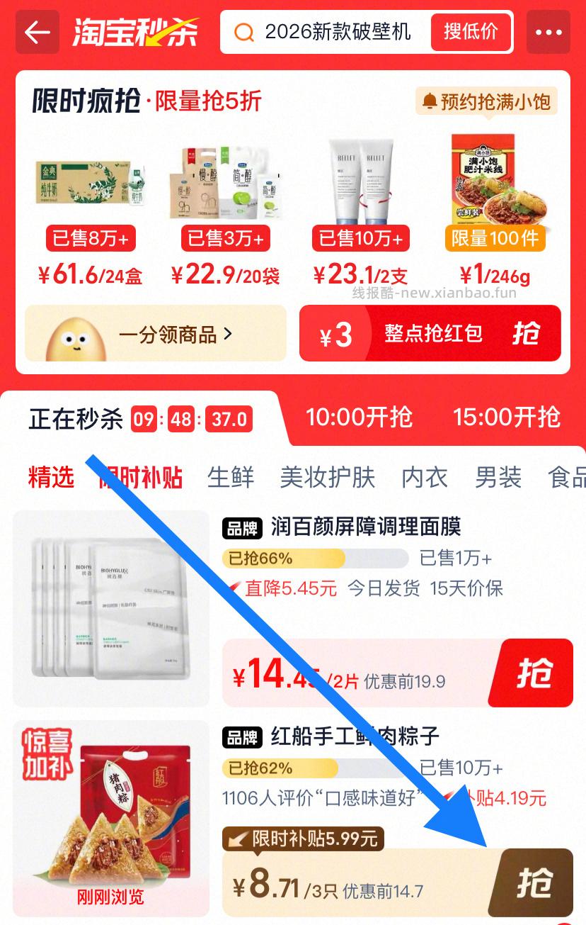 红船鲜肉粽160g*3只 9元 - 线报酷