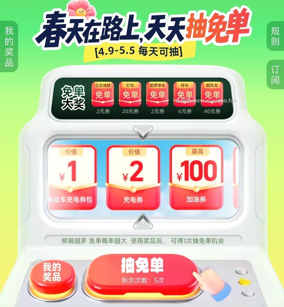 zfb搜 出行免 单 每天5次机会 可抽海量 - 线报酷