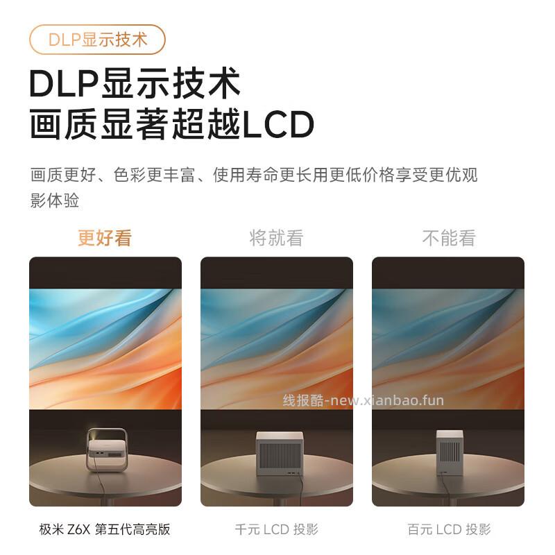 极米投影仪Z6X第五代高亮版 1449元 - 线报酷