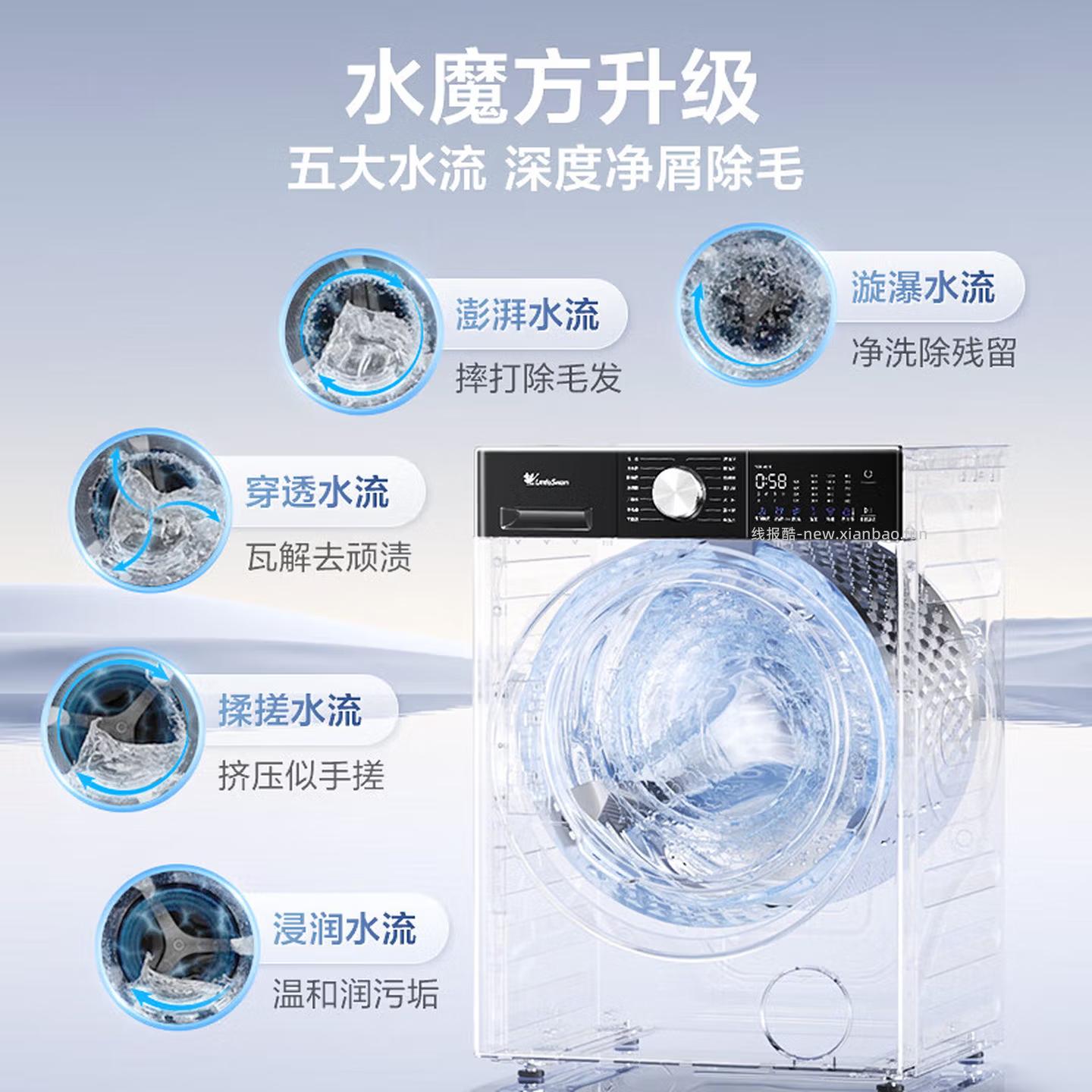 小天鹅小乌梅3.0轻享版滚筒单洗洗衣机10kg 1999.20元 - 线报酷