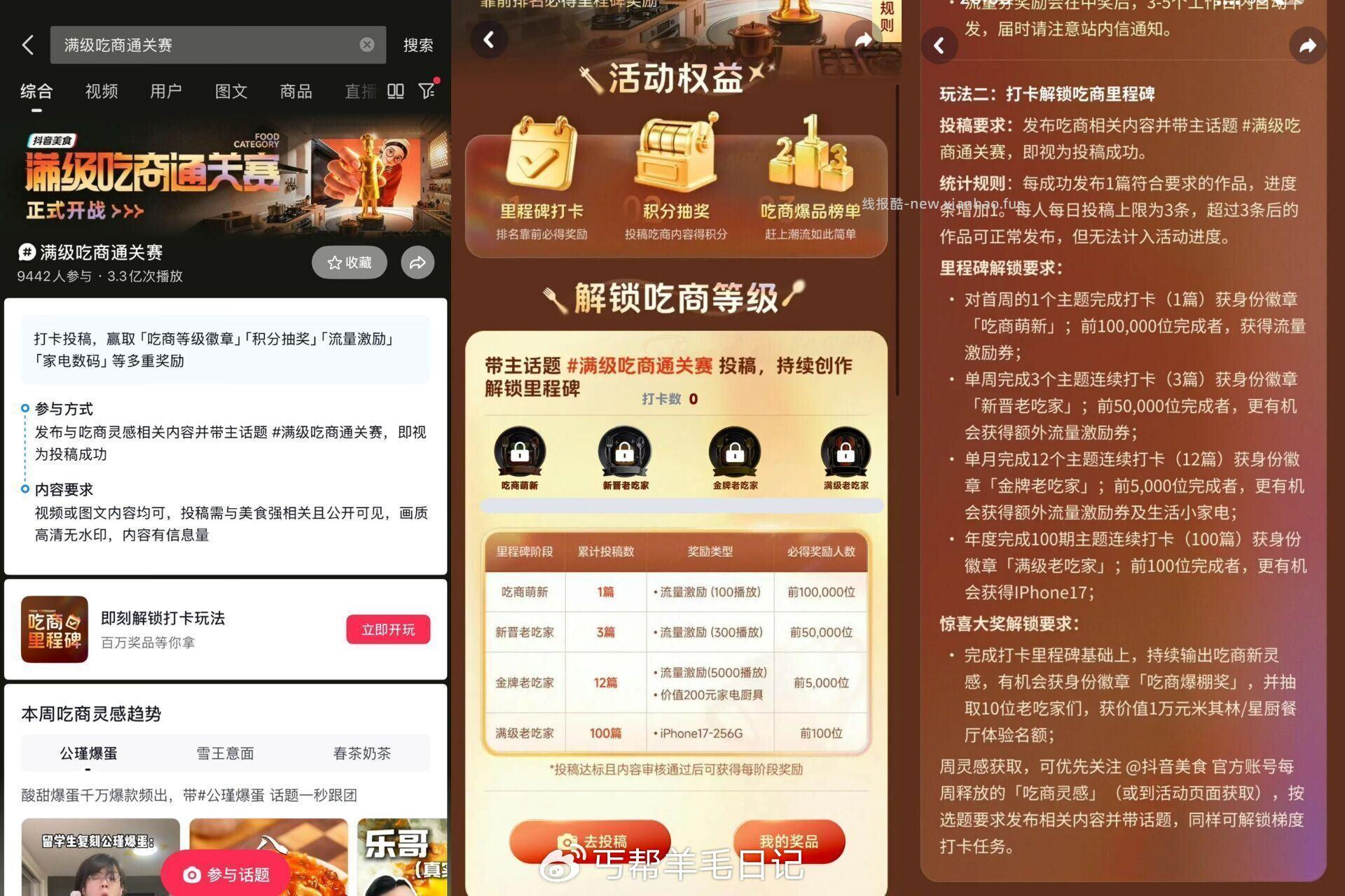 今天第三天 有玩的看看 dy搜 满级吃商通关赛 页面需写12篇笔记 有200家电 - 线报酷