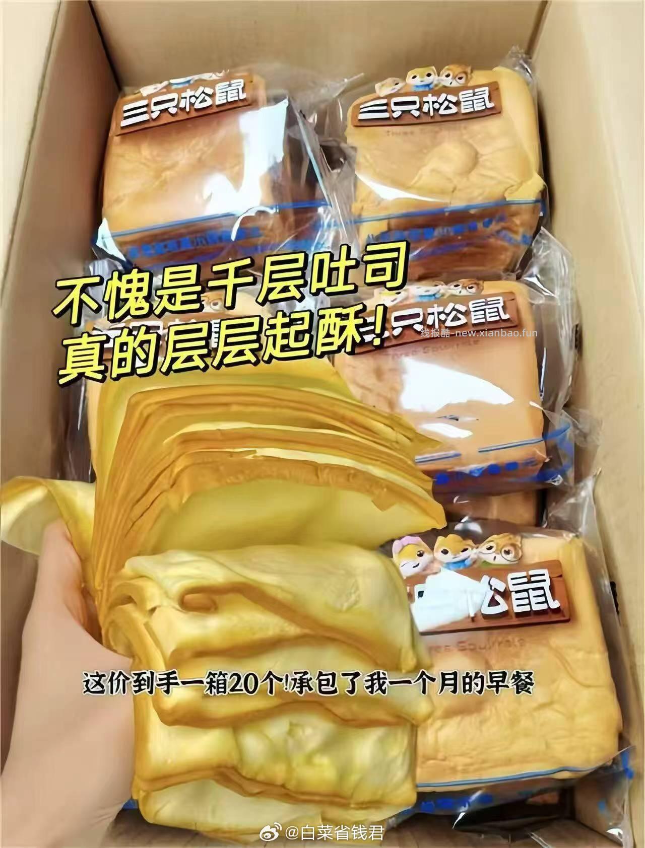 三只松鼠黄油水牛乳千层吐司1kg 15.9元 - 线报酷