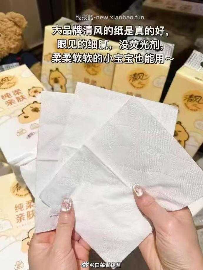 清风棉柔悬挂抽纸4层250抽*10提 23.97元 - 线报酷