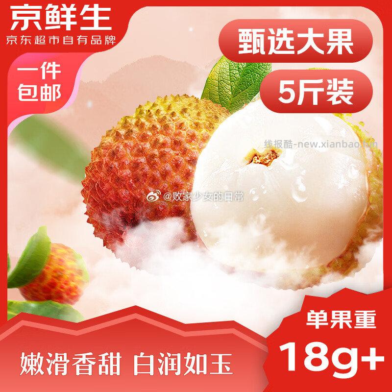 海南妃子笑荔枝净重5斤装 单果18g+ 领40劵 到手59.89 - 线报酷