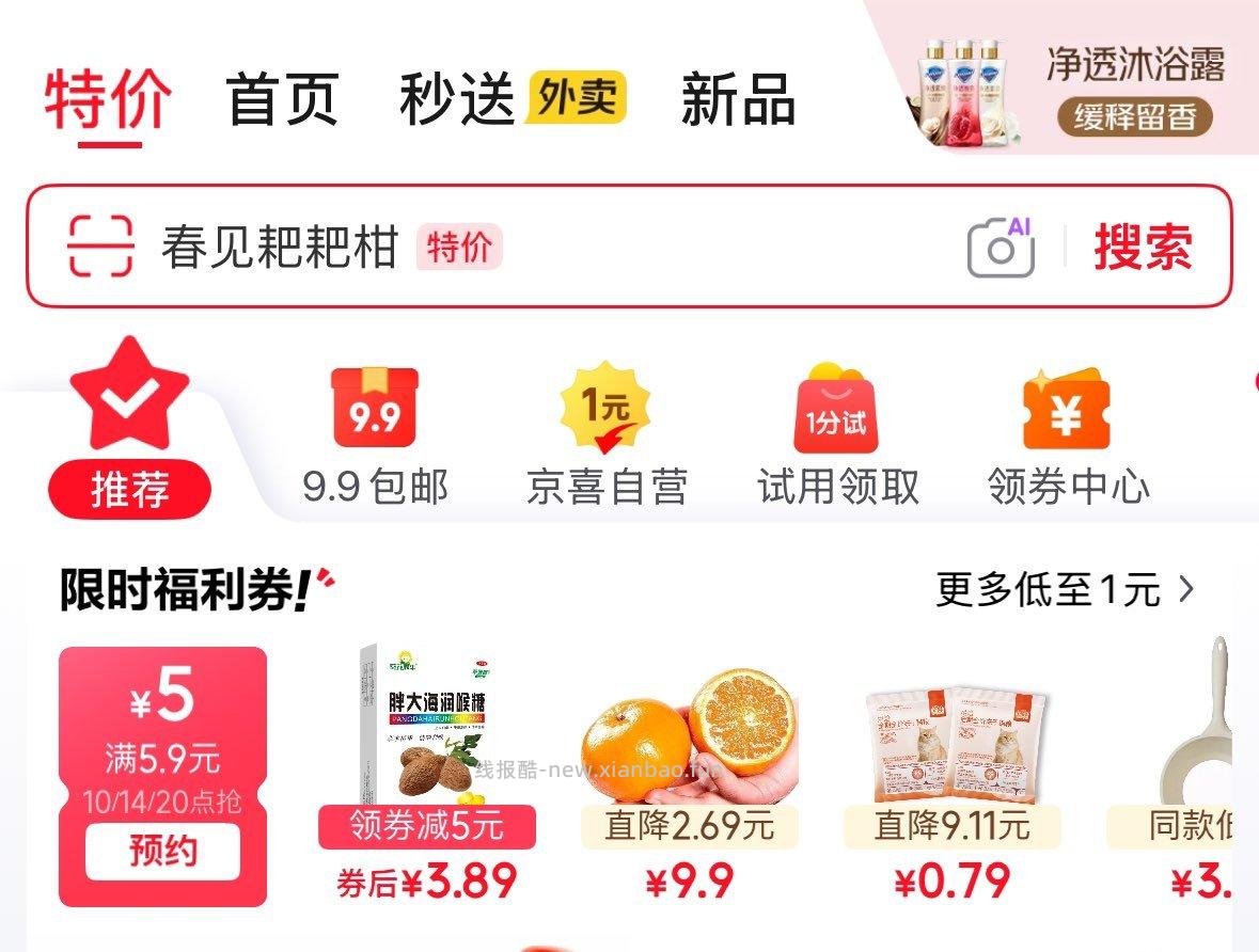 10点 京东首页-特价领5.9-5券 试用会场 有多个1亓 学笙号有1亓眇 - 线报酷