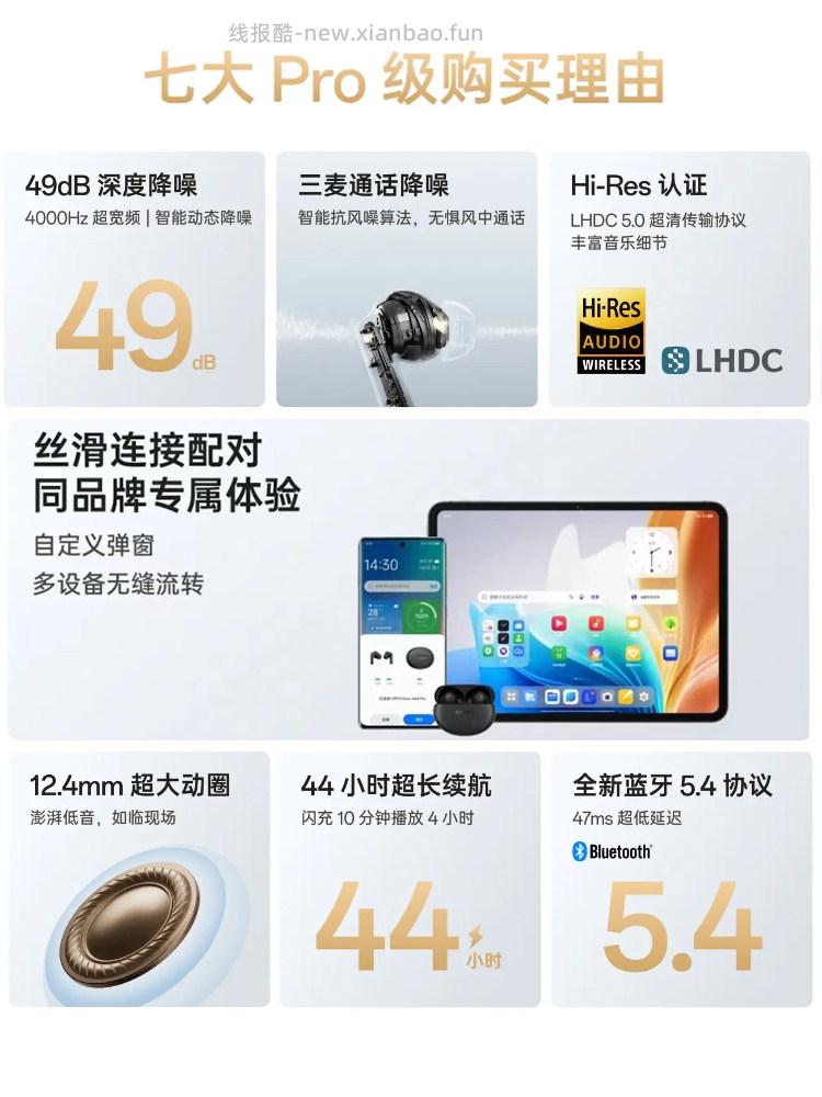 OPPO.Enco Air4Pro真无线运动耳机 89元 - 线报酷
