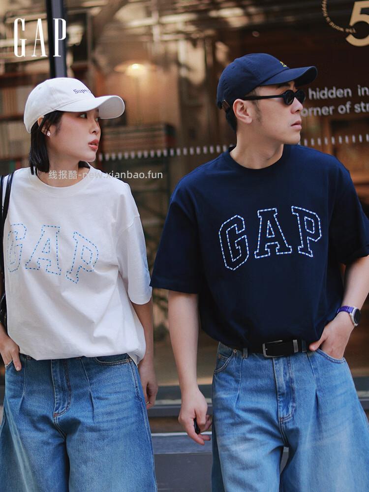 盖璞Gap纯棉logo字母宽松短袖T恤3色可选 87元 - 线报酷