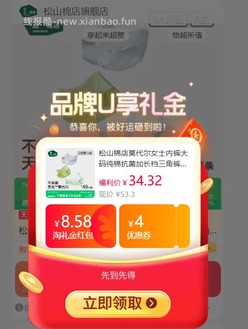 凑单价23.59 松山棉店.女士内裤3条装 可选纯棉款/莫代尔款 - 线报酷