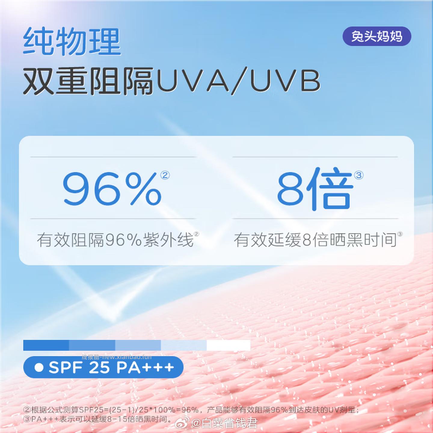 兔头妈妈儿童物理防晒霜35g 拍2件 59元 - 线报酷