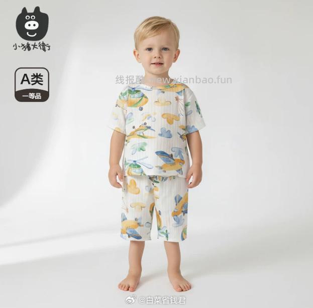 小猪大卫儿童短袖套装拍2件 29.7元 - 线报酷