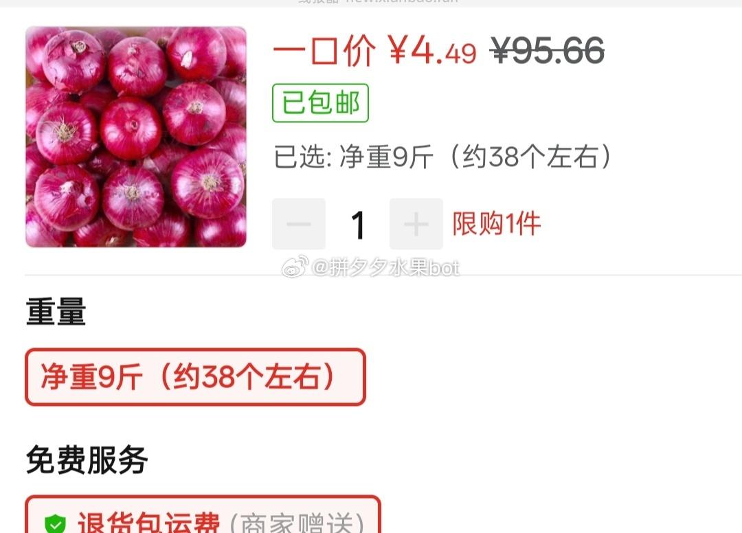 紫皮洋葱净重9斤 4.49元 - 线报酷