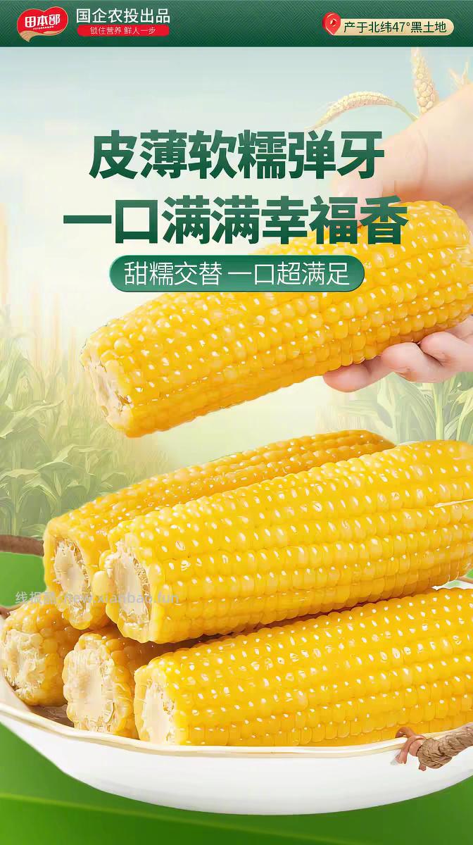 北誉甄品 东北黄糯玉米240-280g*8棒 17元 - 线报酷