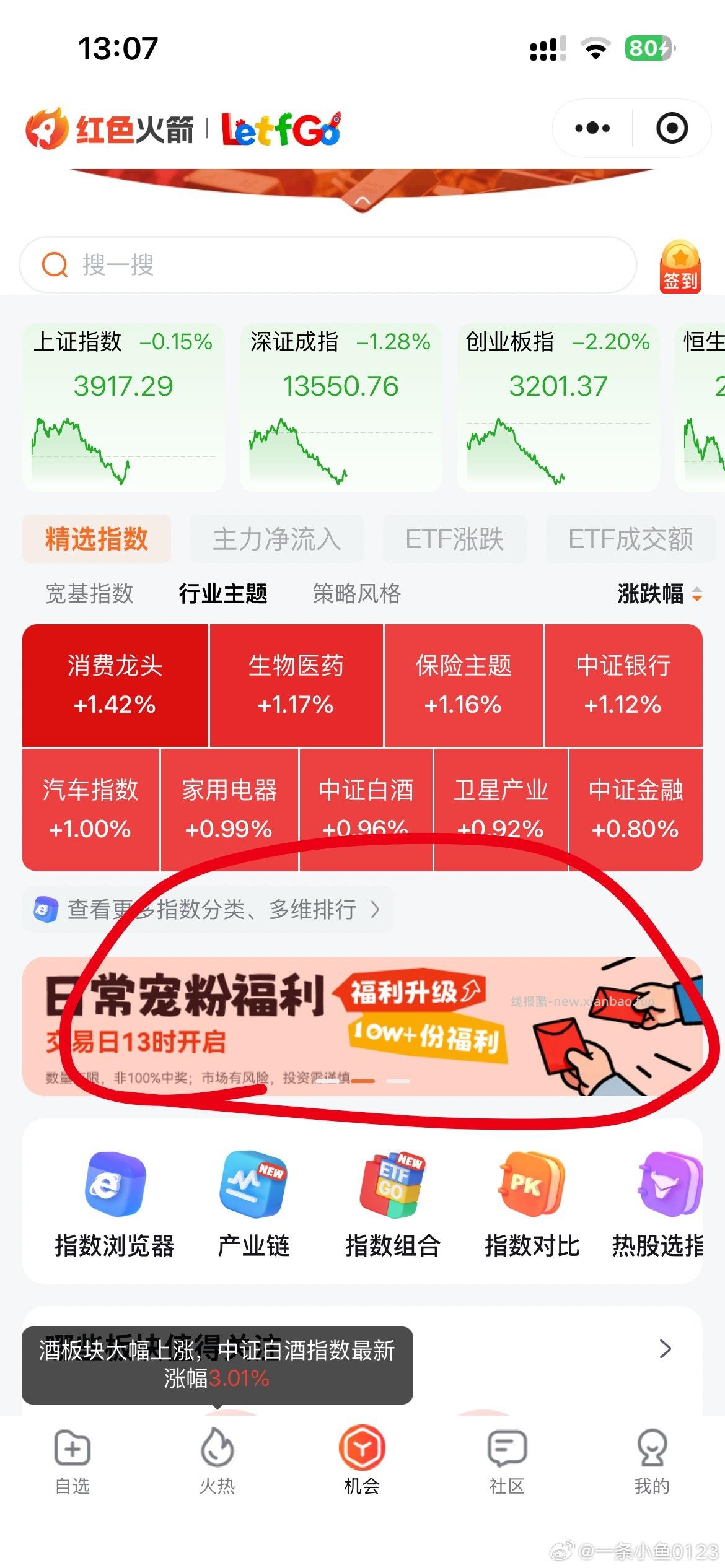 小🧧 wx小程序 红色火箭 13点 中间第二个横浮 口令 3.21% - 线报酷