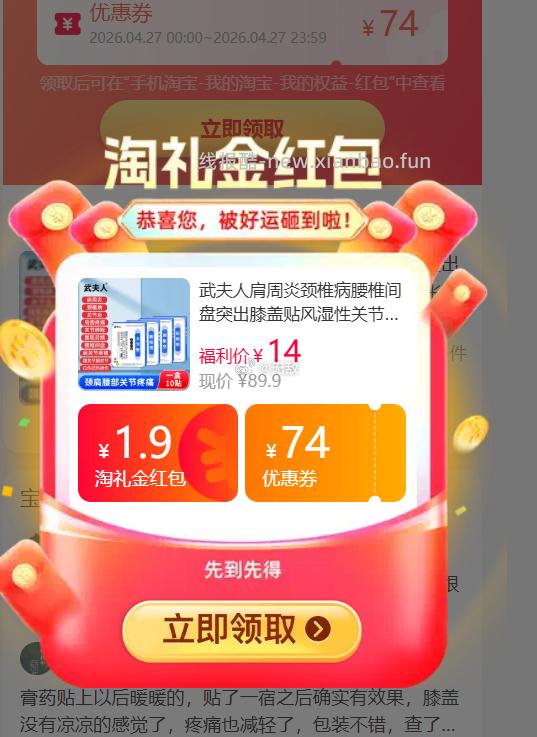 武夫人肩周炎颈椎病10贴 14元 - 线报酷