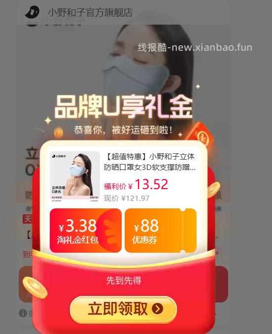 小野和子3D立体软支撑防晒口罩 13.12元 - 线报酷