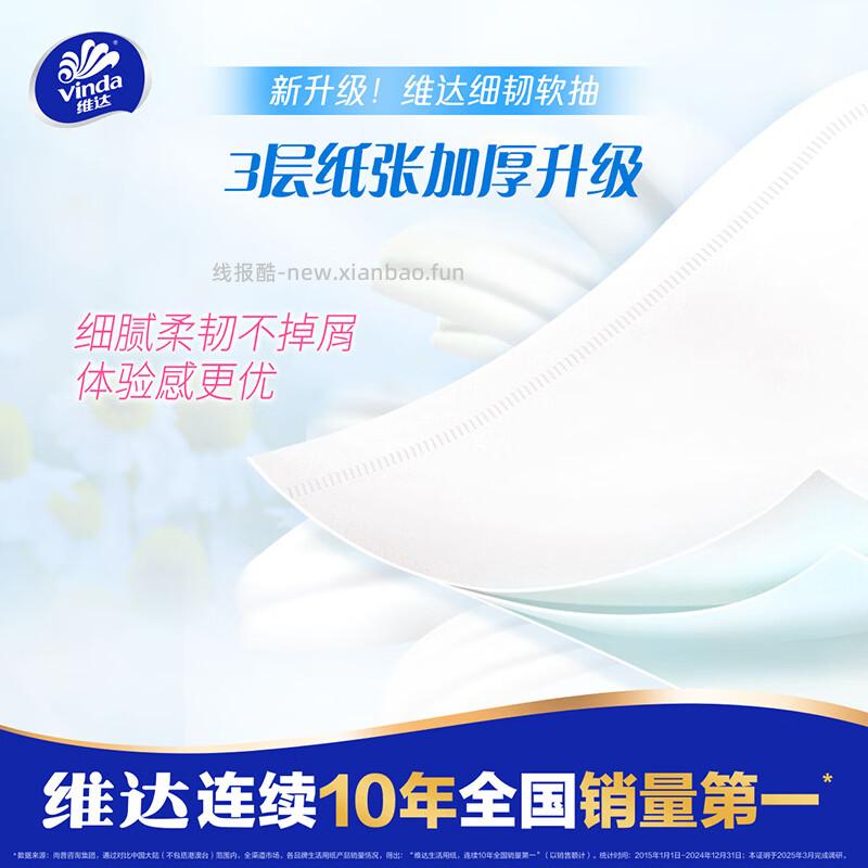 维达xs码细韧抽纸3层100抽*72包 64.7元 - 线报酷