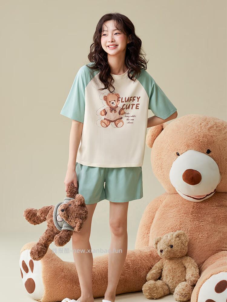 安之伴巨凉感卡通纯棉家居服套装 49.90元，安之伴巨凉感纯棉短袖睡裙 39.90元 - 线报酷